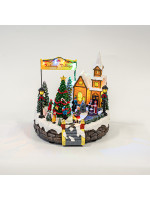 ΧΡΙΣΤΟΥΓΕΝΝΙΑΤΙΚΗ ΑΥΛΗ ΜΕ ΧΟΡΩΔΙΑ, ΜΕ ΜΕΤΑΣΧΗΜΑΤΙΣΤΗ, 12 LED, ΜΕ ΜΟΥΣΙΚΗ ΚΑΙ ΚΙΝΗΣΗ, 23,5x20,5x24,5cm