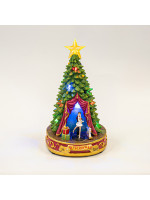 ΧΡΙΣΤΟΥΓΕΝΝΙΑΤΙΚΟ ΔΕΝΤΡΟ ΣΚΗΝΗ, ΜΕ ΜΕΤΑΣΧΗΜΑΤΙΣΤΗ, 13 LED, ΜΕ ΜΟΥΣΙΚΗ ΚΑΙ ΚΙΝΗΣΗ, 21,2x21,2x34cm