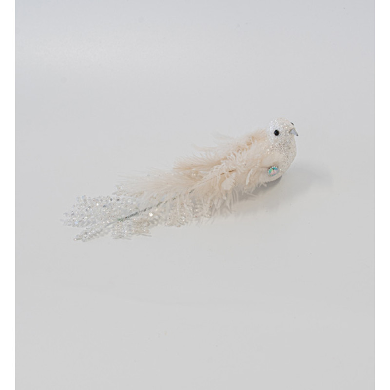 ΠΟΥΛΙ ΛΕΥΚΟ, ΜΕ ΠΟΥΠΟΥΛΑ ΚΑΙ GLITTER, 23x5x6,5cm