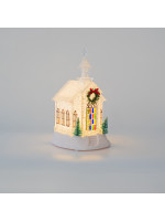 ΠΛΑΣΤΙΚΗ ΕΚΚΛΗΣΙΑ, ΛΕΥΚΗ, ΦΩΤΙΖΟΜΕΝΗ, ΜΠΑΤΑΡΙΑΣ, 1  ΘΕΡΜΟ ΛΕΥΚΟ LED, 11,5x13x21,5cm