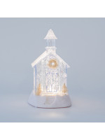 ΠΛΑΣΤΙΚΗ ΕΚΚΛΗΣΙΑ, ΔΙΑΦΑΝΗ, ΦΩΤΙΖΟΜΕΝΗ, ΜΕ ΝΕΡΟ, ΜΠΑΤΑΡΙΑΣ, 1  ΘΕΡΜΟ ΛΕΥΚΟ LED, 11,5x13x21,5cm