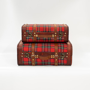 ΥΦΑΣΜΑΤΙΝΗ ΒΑΛΙΤΣΑ, ΚΟΚΚΙΝΟ ΚΑΡΟ, ΣΕΤ 2 ΤΜΧ, 42x28,3x17,5cm ΚΑΙ 36x22,5x13,2cm