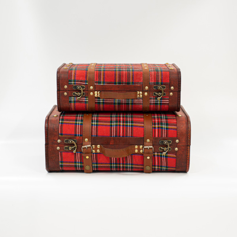 ΥΦΑΣΜΑΤΙΝΗ ΒΑΛΙΤΣΑ, ΚΟΚΚΙΝΟ ΚΑΡΟ, ΣΕΤ 2 ΤΜΧ, 42x28,3x17,5cm ΚΑΙ 36x22,5x13,2cm