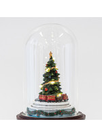 ΓΥΑΛΙΝΟΣ ΘΟΛΟΣ, ΜΕ ΦΩΤΙΖΟΜΕΝΟ ΔΕΝΤΡΟ ΣΤΟ ΕΣΩΤΕΡΙΚΟ ΤΟΥ, ΜΠΑΤΑΡΙΑΣ, LED, ΜΕ ΜΟΥΣΙΚΗ ΚΑΙ ΚΙΝΗΣΗ, 13,5x13,5x20cm