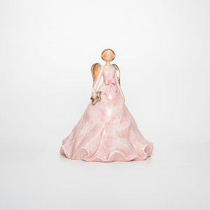 ΔΙΑΚΟΣΜΗΤΙΚΟ ΠΟΛΥΡΕΖΙΝ, ΑΓΓΕΛΟΣ, ΡΟΖ, 18x18x20,50cm