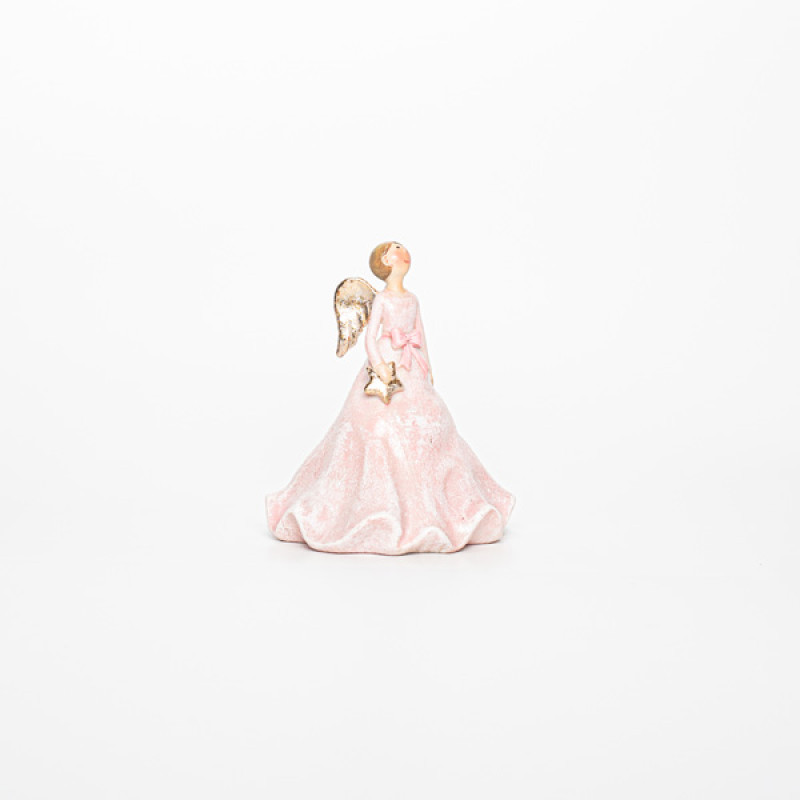 ΔΙΑΚΟΣΜΗΤΙΚΟ ΠΟΛΥΡΕΖΙΝ, ΑΓΓΕΛΟΣ, ΡΟΖ, 9,5x9,5x11,5cm