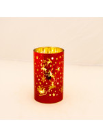 ΓΥΑΛΙΝΟ ΔΙΑΚΟΣΜΗΤΙΚΟ, KOKKINO, ΦΩΤΙΖΟΜΕΝΟ, ΜΕ ΑΣΤΕΡΑΚΙΑ, 9x16cm