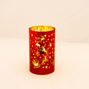 ΓΥΑΛΙΝΟ ΔΙΑΚΟΣΜΗΤΙΚΟ, KOKKINO, ΦΩΤΙΖΟΜΕΝΟ, ΜΕ ΑΣΤΕΡΑΚΙΑ, 9x16cm