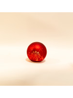 ΓΥΑΛΙΝΗ ΔΙΑΚΟΣΜΗΤΙΚΗ ΜΠΑΛΑ, ΚΟΚΚΙΝΗ ΜΑΤ, ΦΩΤΙΖΟΜΕΝΗ, ΜΕ ΛΟΥΝΑ ΠΑΡΚ, 15cm