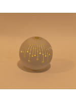 ΓΥΑΛΙΝΗ ΔΙΑΚΟΣΜΗΤΙΚΗ ΜΠΑΛΑ, ΛΕΥΚΗ ΜΑΤ, ΦΩΤΙΖΟΜΕΝΗ, ΜΕ ΑΣΤΕΡΑΚΙΑ, 15cm