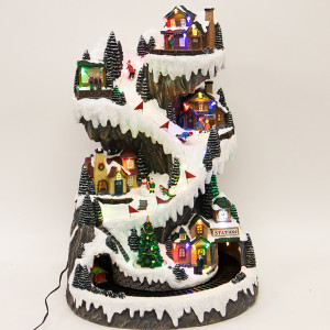 ΧΩΡΙΟ ΜΕ ΧΙΟΝΟΔΡΟΜΙΚΗ ΠΙΣΤΑ ΚΑΙ ΤΡΕΝΑΚΙ, ΜΕ ΜΕΤΑΣΧΗΜΑΤΙΣΤΗ, ΜΕ ΜΟΥΣΙΚΗ ΚΑΙ ΚΙΝΗΣΗ, 40x41,5x58,5cm