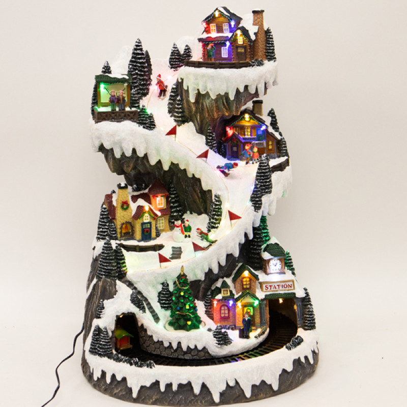 ΧΩΡΙΟ ΜΕ ΧΙΟΝΟΔΡΟΜΙΚΗ ΠΙΣΤΑ ΚΑΙ ΤΡΕΝΑΚΙ, ΜΕ ΜΕΤΑΣΧΗΜΑΤΙΣΤΗ, ΜΕ ΜΟΥΣΙΚΗ ΚΑΙ ΚΙΝΗΣΗ, 40x41,5x58,5cm