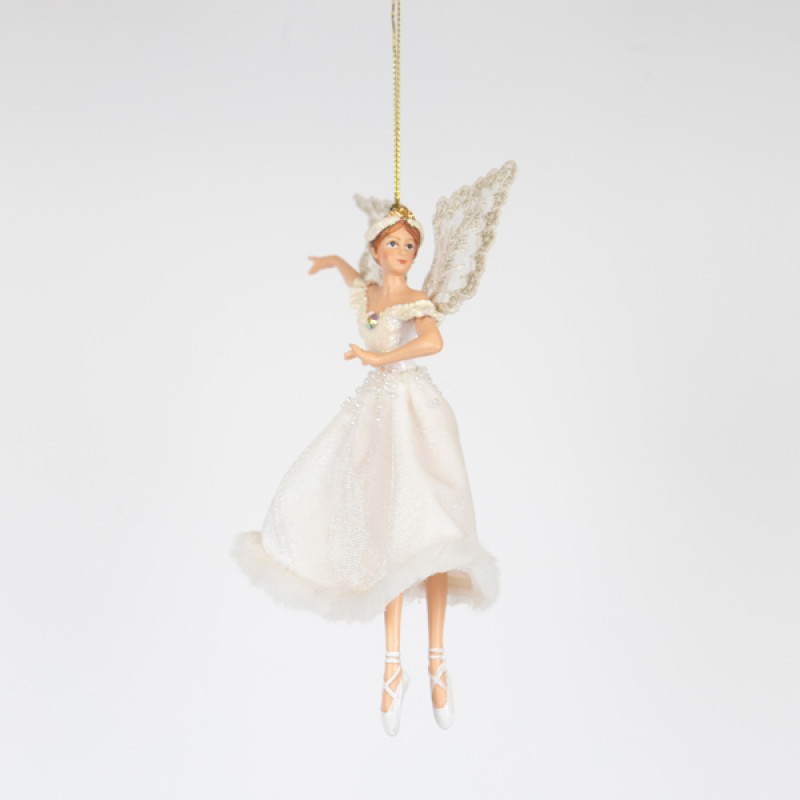 ΝΕΡΑΙΔΑ ΜΕ ΛΕΥΚΗ ΓΟΥΝΙΝΗ ΦΟΥΣΤΑ, ΠΙΡΟΥΕΤΑ, 15.5cm