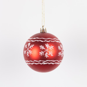 ΜΠΑΛΑ ΠΛΑΣΤΙΚΗ, ΚΟΚΚΙΝΗ, ΜΕ ΛΕΥΚΕΣ ΧΙΟΝΟΝΙΦΑΔΕΣ, ΣΕΤ 6ΤΜΧ, 8cm (TOP 120)