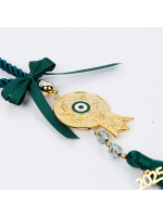 ΚΡΕΜΑΣΤΟ ΓΟΥΡΙ, ΣΜΑΡΑΓΔΙ, ΜΕ ΧΡΥΣΟ ΡΟΔΙ, 35cm