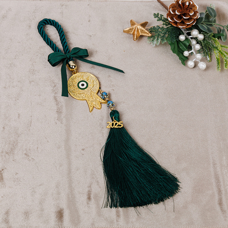 ΚΡΕΜΑΣΤΟ ΓΟΥΡΙ, ΣΜΑΡΑΓΔΙ, ΜΕ ΧΡΥΣΟ ΡΟΔΙ, 35cm