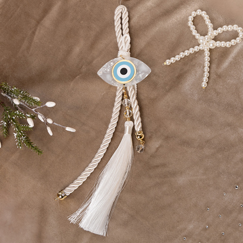 ΚΡΕΜΑΣΤΟ ΓΟΥΡΙ, ΛΕΥΚΟ, ΜΕ ΧΡΥΣΕΣ ΛΕΠΤΟΜΕΡΕΙΕΣ ΚΑΙ ΜΑΤΙ, 35cm