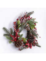 ΣΤΕΦΑΝΙ ΜΕ ΧΙΟΝΙΣΜΕΝΑ BERRIES ΚΑΙ ΚΟΥΚΟΥΝΑΡΙΑ, 55cm