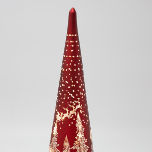 ΦΩΤΙΖΟΜΕΝΟ ΔΕΝΤΡΟ, ΚΟΚΚΙΝΟ, ΜΕ ΧΡΙΣΤΟΥΓΕΝΝΙΑΤΙΚΗ ΠΑΡΑΣΤΑΣΗ, 9x9x30cm