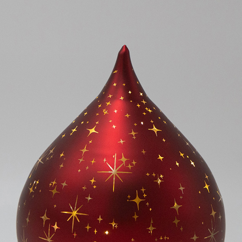 ΦΩΤΙΖΟΜΕΝΟ ΔΑΚΡΥ, ΚΟΚΚΙΝΟ, ΜΕ ΑΣΤΕΡΑΚΙΑ, 15x15x20cm