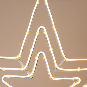 ΤΡΙΠΛΟ ΑΣΤΕΡΙ, 5m ΝΕΟΝ LED ΦΩΤΟΣΩΛΗΝΑΣ, ΜΟΝΟΚΑΝΑΛΟΣ, ΘΕΡΜΟ ΛΕΥΚO LED, 60x60cm, IP44