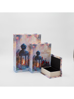 ΒΙΒΛΙΑ ΔΙΑΚΟΣΜΗΤΙΚΑ, ΜΕ ΦΑΝΑΡΑΚΙ,  ΞΥΛΙΝΑ, ΣΕΤ 3 ΤΜΧ, 30x22x7.5,  23x17.5x6 ΚΑΙ 16x11x5