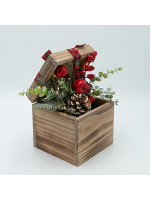 ΞΥΛΙΝΟ ΚΟΥΤΙ ΜΕ ΧΡΙΣΤΟΥΓΕΝΝΙΑΤΙΚΗ ΔΙΑΚΟΣΜΙΣΗ, ΦΩΤΙΖΟΜΕΝΟ, 17.50x26cm