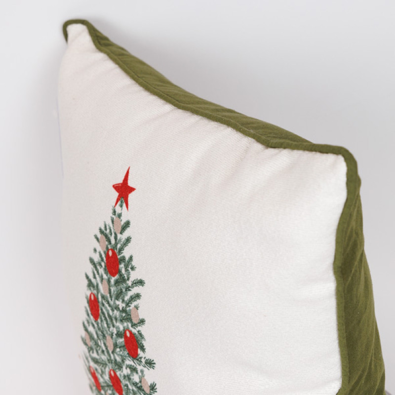 ΜΑΞΙΛΑΡΙ, ΛΕΥΚΟ ΜΕ ΠΡΑΣΙΝΟ ΧΡΙΣΤΟΥΓΕΝΝΙΑΤΙΚΟ ΔΕΝΤΡΟ, 45x45cm