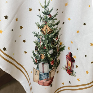 ΤΡΑΠΕΖΟΜΑΝΤΗΛΟ, ΛΕΥΚΟ ΜΕ ΧΡΙΣΤΟΥΓΕΝΝΙΑΤΙΚΟ ΔΕΝΤΡΟ, 140x180cm