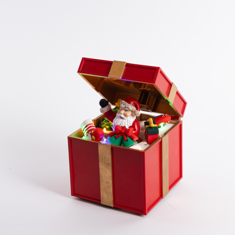 ΑΝΟΙΓΟΜΕΝΟ ΔΩΡΟ ΜΕ ΑΓΙΟ ΒΑΣΙΛΗ, ΜΕ ΦΩΣ ΚΑΙ ΚΙΝΗΣΗ, ΜΠΑΤΑΡΙΑΣ, 12.5x12.5x20cm