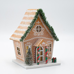 ΧΑΡΤΙΝΟ ΣΠΙΤΑΚΙ, ΚΑΦΕ, ΦΩΤΙΖΟΜΕΝΟ, 12.5x10.5x16cm