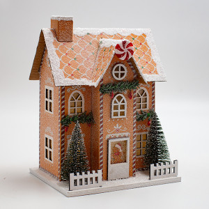 ΧΑΡΤΙΝΟ ΣΠΙΤΑΚΙ, ΜΠΕΖ ΜΕ CANDY, ΦΩΤΙΖΟΜΕΝΟ, 15.5x12x20.5cm