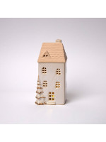 ΚΕΡΑΜΙΚΟ ΣΠΙΤΑΚΙ, ΦΩΤΙΖΟΜΕΝΟ, OFF WHITE, 9.4x8x19.5cm