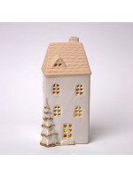 ΚΕΡΑΜΙΚΟ ΣΠΙΤΑΚΙ, ΦΩΤΙΖΟΜΕΝΟ, OFF WHITE, 9.4x8x19.5cm