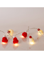 ΣΕΙΡΑ, 10 LED 5mm, ΥΦΑΣΜΑΤΙΝΑ ΣΚΟΥΦΑΚΙΑ, ΜΠΑΤΑΡΙΑΣ 3xAA, ΧΡΟΝΟΔΙΑΚΟΠΤΗ, ΔΙΑΦΑΝΟ PVC ΚΑΛΩΔΙΟ, ΘΕΡΜΟ ΛΕΥΚΟ LED ΑΝΑ 15cm, ΠΡΟΕΚΤΑΣΗ ΠΑΡΟΧΗΣ 30cm, IP20