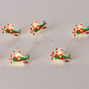 ΣΕΙΡΑ, 20 MINI LED, ΑΓΙΟΣ ΒΑΣΙΛΗΣ ΜΕ ΑΕΡΟΠΛΑΝΟ, ΜΠΑΤΑΡΙΑΣ 3xAA, ΧΡΟΝΟΔΙΑΚΟΠΤΗ, ΑΣΗΜΙ ΧΑΛΚΙΝΟ ΚΑΛΩΔΙΟ, ΘΕΡΜΟ ΛΕΥΚΟ LED ΑΝΑ 10cm, ΠΡΟΕΚΤΑΣΗ ΠΑΡΟΧΗΣ 30cm, IP20