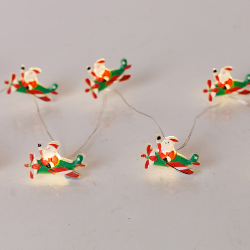 ΣΕΙΡΑ, 20 MINI LED, ΑΓΙΟΣ ΒΑΣΙΛΗΣ ΜΕ ΑΕΡΟΠΛΑΝΟ, ΜΠΑΤΑΡΙΑΣ 3xAA, ΧΡΟΝΟΔΙΑΚΟΠΤΗ, ΑΣΗΜΙ ΧΑΛΚΙΝΟ ΚΑΛΩΔΙΟ, ΘΕΡΜΟ ΛΕΥΚΟ LED ΑΝΑ 10cm, ΠΡΟΕΚΤΑΣΗ ΠΑΡΟΧΗΣ 30cm, IP20