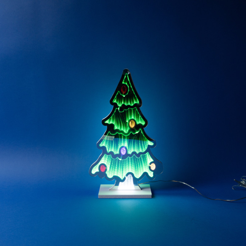 ΔΙΑΚΟΣΜΗΤΙΚΟ ΣΧΕΔΙΟ ΚΑΘΡΕΦΤΗΣ ΜΕ LED ΤΑΙΝΙΑ, 193 LED, ΧΡΙΣΤΟΥΓΕΝΝΙΑΤΙΚΟ ΔΕΝΤΡΟ 40x25cm, ΜΕΤΑΣΧΗΜΑΤΙΣΤΗ, ΧΡΩΜΑΤΙΣΤΟ LED, ΠΡΟΕΚΤΑΣΗ ΠΑΡΟΧΗΣ 3m, IP44