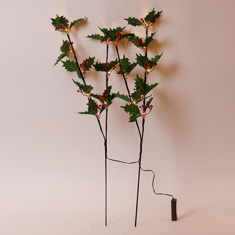 2 ΚΛΑΔΙΑ ΠΡΑΣΙΝΑ ΜΕ ΚΟΚΚΙΝΑ ΜΟΥΡΑ H75cm, ΜΠΑΤΑΡΙΑΣ 3ΧΑΑ, ΧΡΟΝΟΔΙΑΚΟΠΤΗ, 2*8 ΘΕΡΜΑ ΛΕΥΚΑ LED, ΠΡΟΕΚΤΑΣΗ ΠΑΡΟΧΗΣ 30cm, IP20