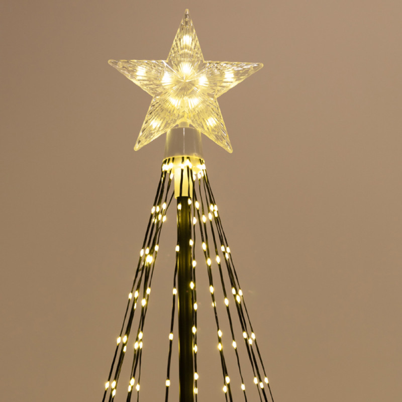 ΔΕΝΤΡΟ ΦΩΤΙΖΟΜΕΝΟ ΜΕ ΑΣΤΕΡΙ ΚΟΡΥΦΗ 120cm, 31V ΜΕΤΑΣΧΗΜΑΤΙΣΤΗ, ΑΝΑΔΙΠΛΟΥΜΕΝΗ ΒΑΣΗ, 325 MINI ΓΑΛΑΚΤΕΡΑ LED, ΜΑΥΡΟ ΠΛΑΚΕ ΧΑΛΚΙΝΟ ΚΑΛΩΔΙΟ, ΘΕΡΜΟ ΛΕΥΚΟ LED, ΠΡΟΕΚΤΑΣΗ ΠΑΡΟΧΗΣ 5m, IP44