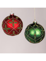 ΓΥΑΛΙΝΗ ΜΠΑΛΑ, ΠΡΑΣΙΝΗ ΚΑΙ ΚΟΚΚΙΝΗ ΜΕ ΣΧΕΔΙΟ ΛΟΥΛΟΥΔΙ, ΣΕΤ 2ΤΜΧ, 10cm