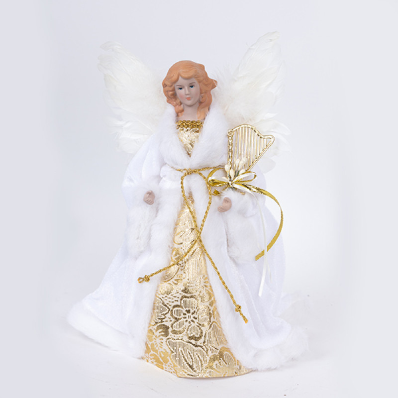 ΚΟΡΥΦΗ ΔΕΝΤΡΟΥ, ΑΓΓΕΛΟΣ ΛΕΥΚΟΣ ΜΕ ΧΡΥΣΟ, 35cm