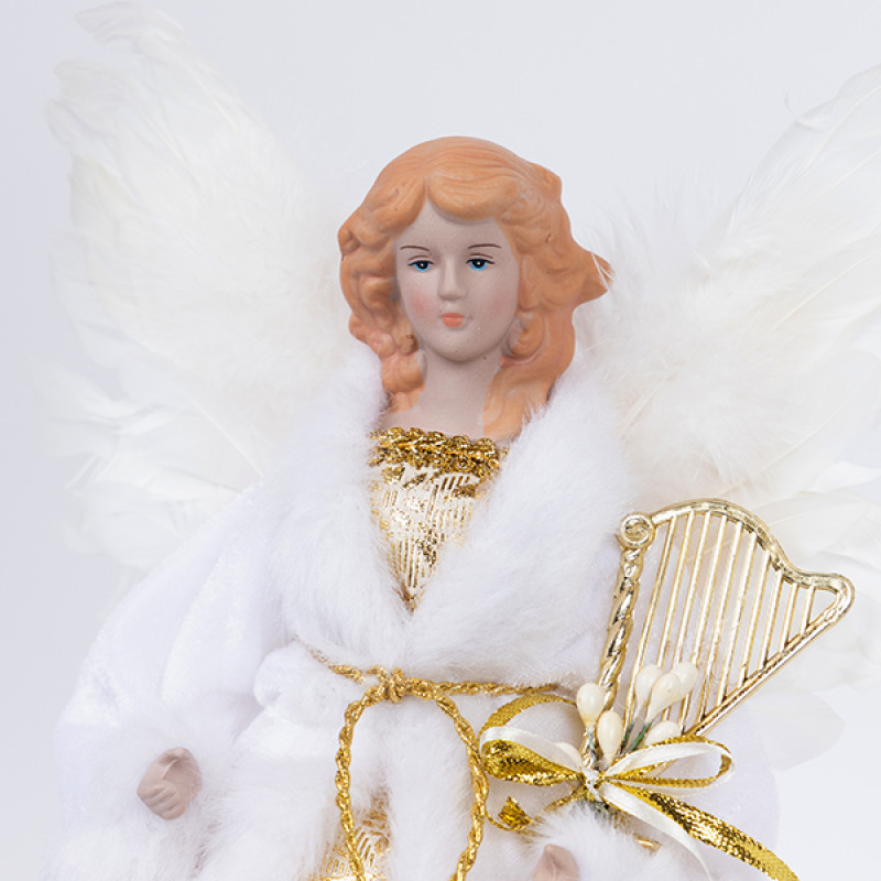 ΚΟΡΥΦΗ ΔΕΝΤΡΟΥ, ΑΓΓΕΛΟΣ ΛΕΥΚΟΣ ΜΕ ΧΡΥΣΟ, 35cm