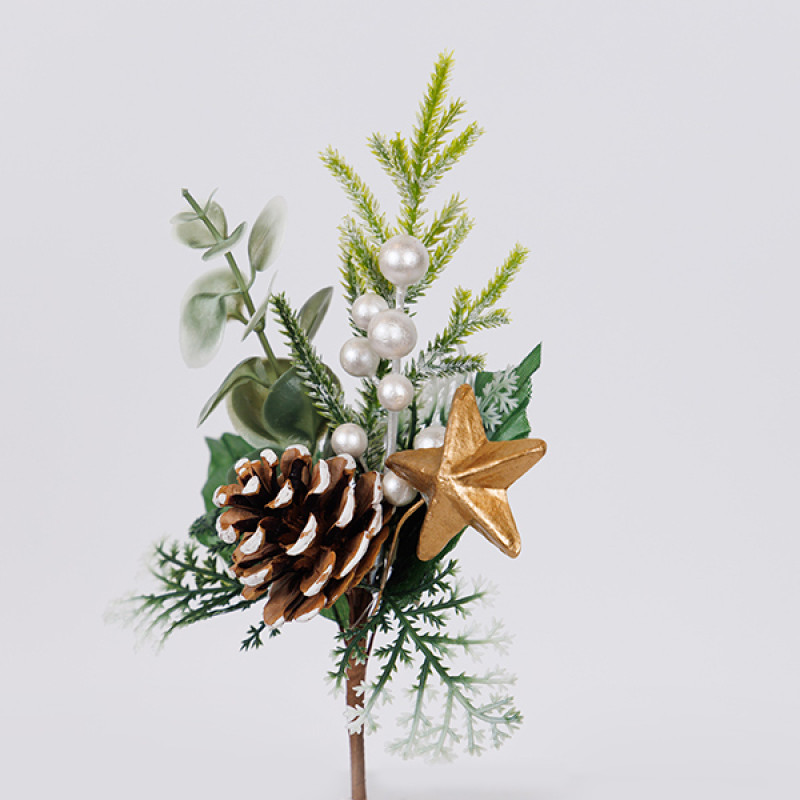 ΠΙΚΑΚΙ ΜΕ ΛΕΥΚΑ BERRIES ΚΑΙ ΧΡΥΣΟ ΑΣΤΕΡΑΚΙ, 26cm