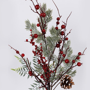 ΚΛΑΔΙ ΜΕ ΣΚΟΥΡΑ ΚΟΚΚΙΝΑ BERRIES ΚΑΙ ΚΟΥΚΟΥΝΑΡΙ, 67cm