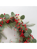 ΣΤΕΦΑΝΙ ΜΕ ΚΟΚΚΙΝΕΣ ΜΠΑΛΕΣ ΚΑΙ ΦΥΛΛΑ ΕΥΚΑΛΥΠΤΟΥ, 60cm