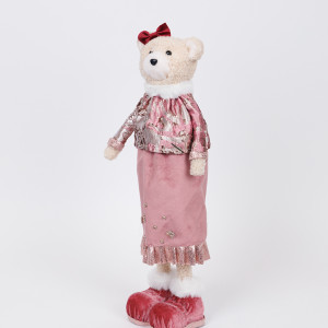 ΚΥΡΙΑ ΑΡΚΟΥΔΑ ΜΕ ΡΟΖ ΜΠΟΡΝΤΟ ΡΟΥΧΑ ΚΑΙ ΦΙΟΓΚΟ, 45cm