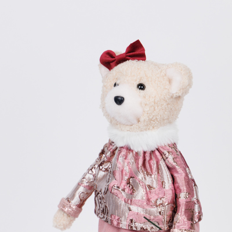 ΚΥΡΙΑ ΑΡΚΟΥΔΑ ΜΕ ΡΟΖ ΜΠΟΡΝΤΟ ΡΟΥΧΑ ΚΑΙ ΦΙΟΓΚΟ, 45cm