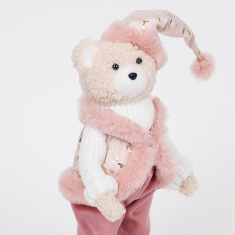 ΑΡΚΟΥΔΑΚΙ ΜΕ ΡΟΖ ΜΠΟΡΝΤΟ ΡΟΥΧΑ ΚΑΙ ΣΚΟΥΦΑΚΙ, 24cm