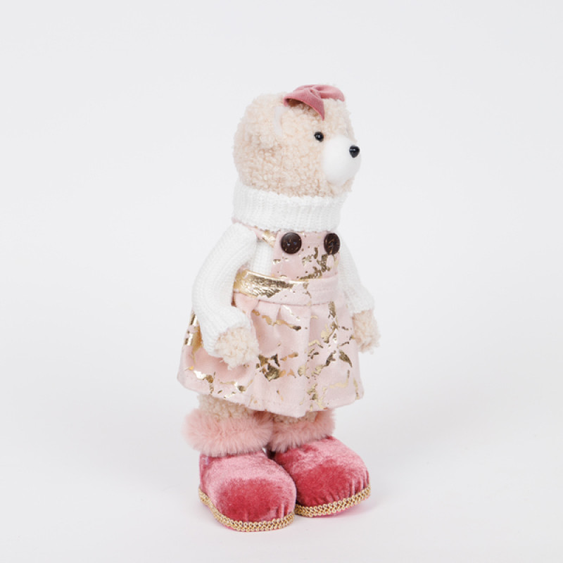 ΑΡΚΟΥΔΙΤΣΑ ΜΕ ΡΟΖ ΜΠΟΡΝΤΟ ΡΟΥΧΑ ΚΑΙ ΦΙΟΓΚΟ, 23cm